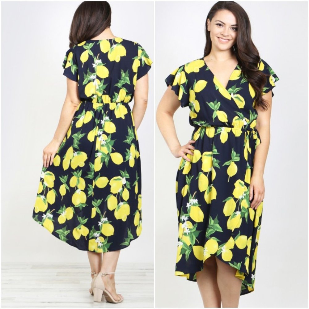 Lemon & Navy Dress - Picture 1 of 13